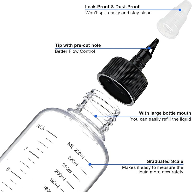 COMNICO 2 Pack Applicator Bottle for Hair 8.5oz Soft Squeeze Empty Oil Dispenser Hair Color Applicator Root Hair Dye PET Plastic Refillable Bottles for Salon Sylist with Graduated Scale and Twist Top - Image 3